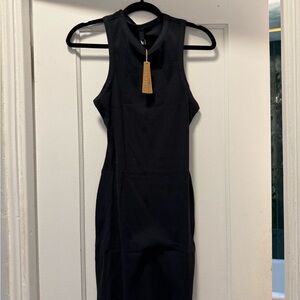 Skims Black Ribbed Sleeveless Dress